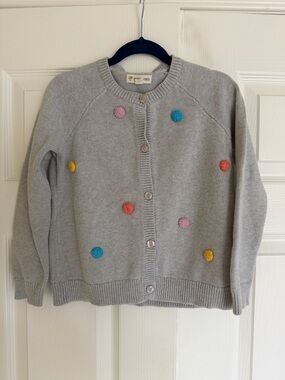 Tucker + Tate Light Gray Cardigan with Multicolor Pom Accents